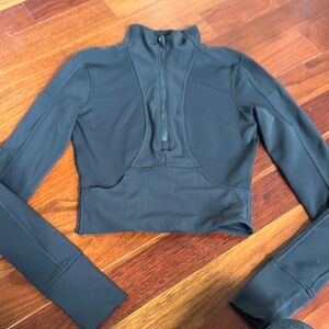 Black Quarter-Zip Cropped Pullover